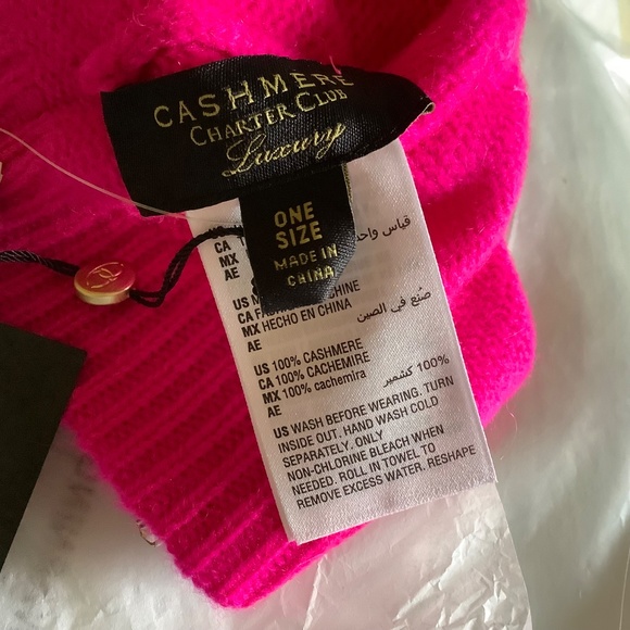 Charter Club Cashmere Embellished Cuffed Beanie Pink OS main image 5
